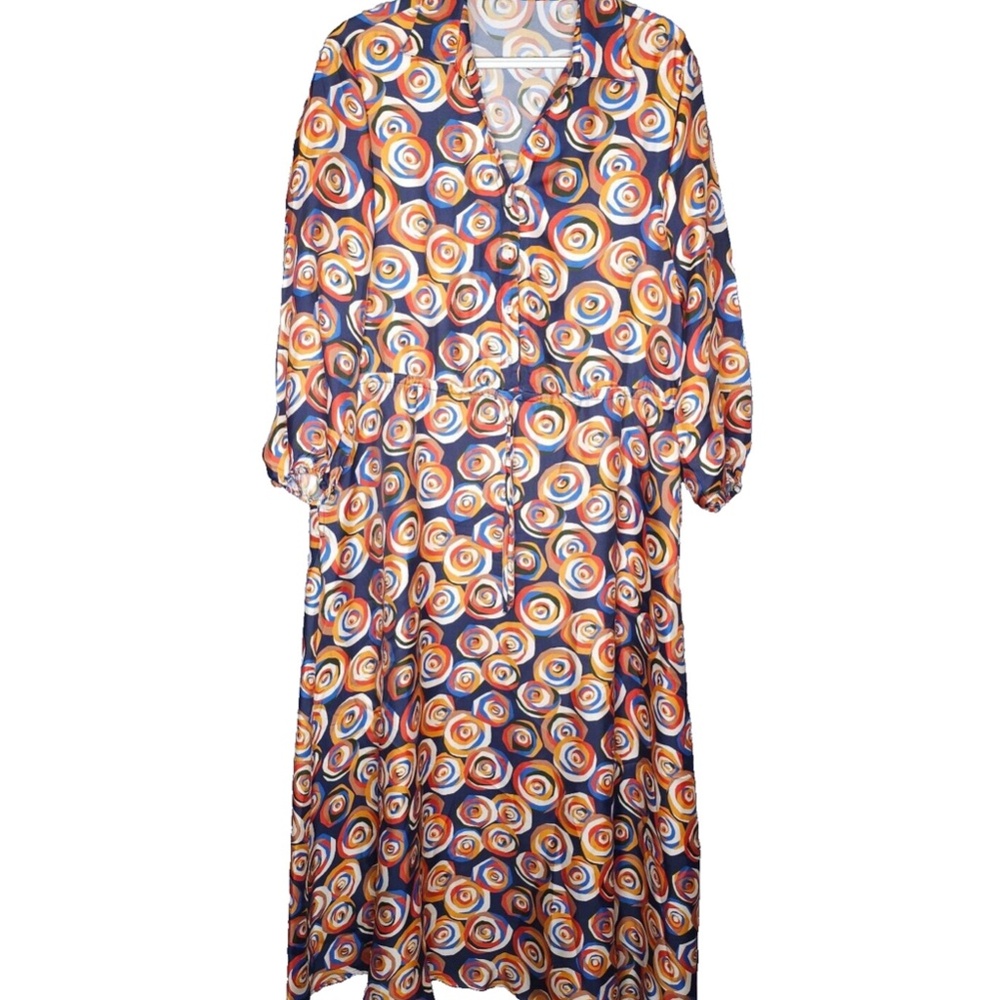 jmclaughlin geometric print  silk tie waist dress